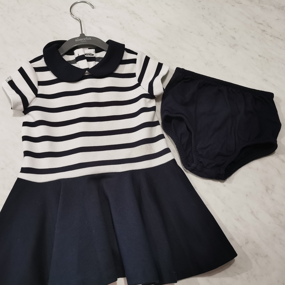 Ralph Lauren dress with diaper cover. Navy stripe. 9 months, new condition - Picture 1 of 3
